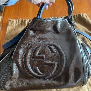 Gucci Chocolate brown patent leather Soho bag. Minimal wear. Good condition.